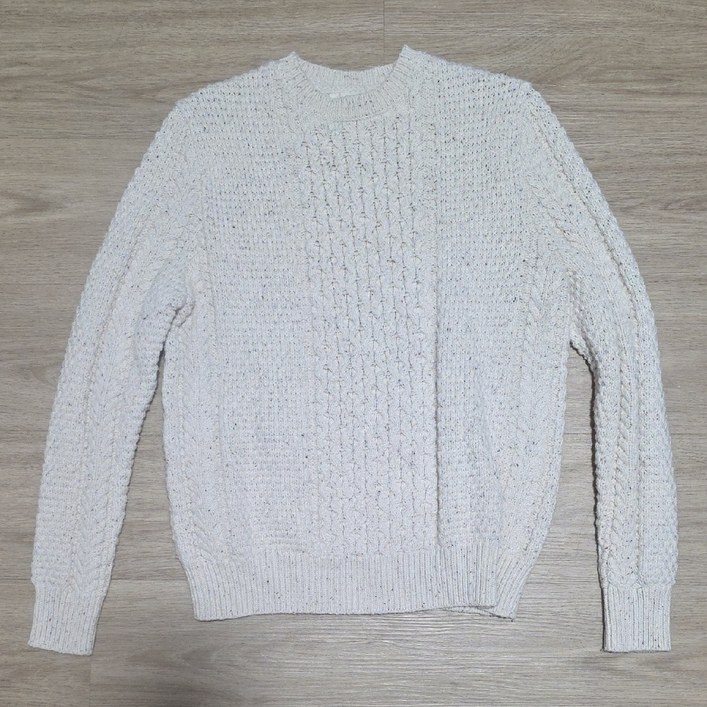 Men's Classic Cream Cable Knit Sweater